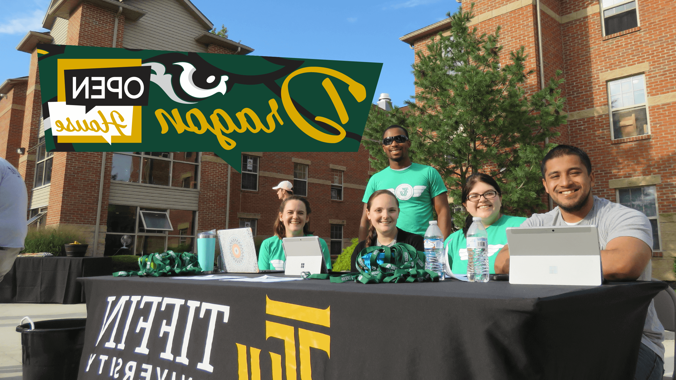 admissions team at open house outdoors